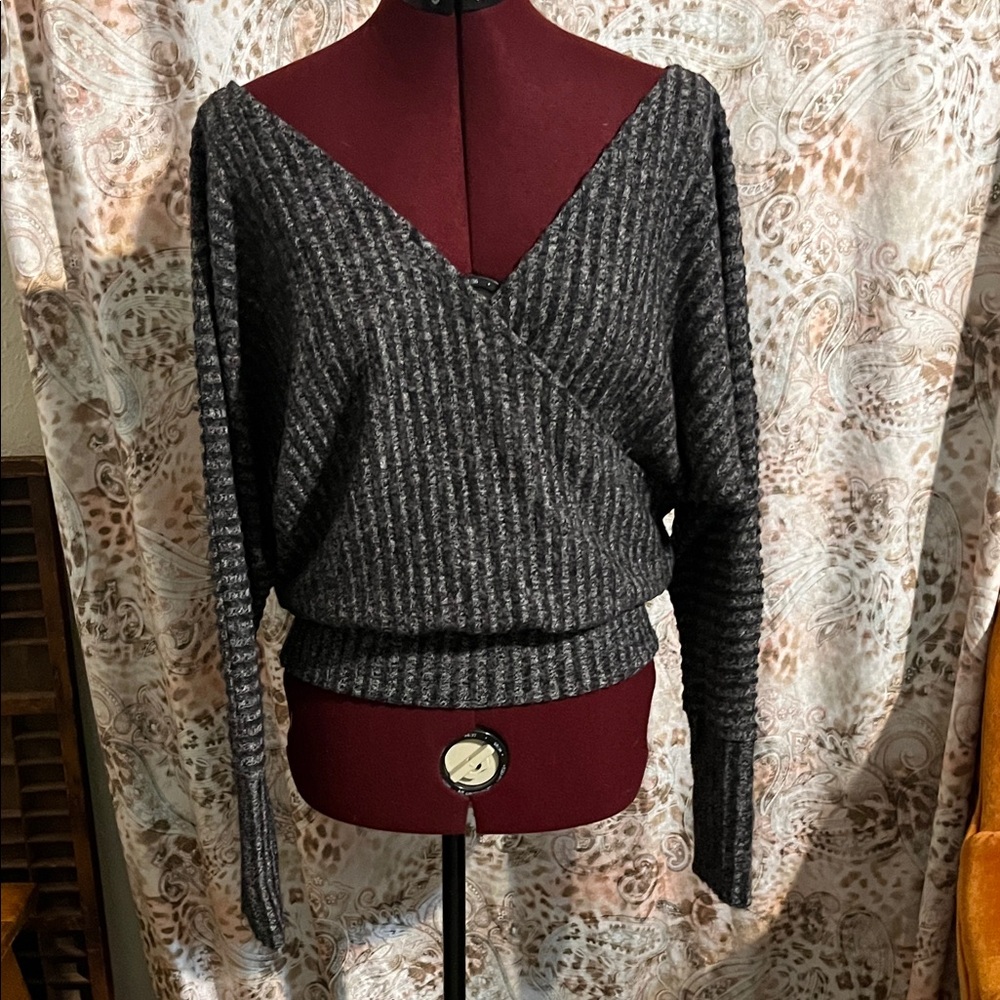 Express Dark Gray V-Neck Sweater